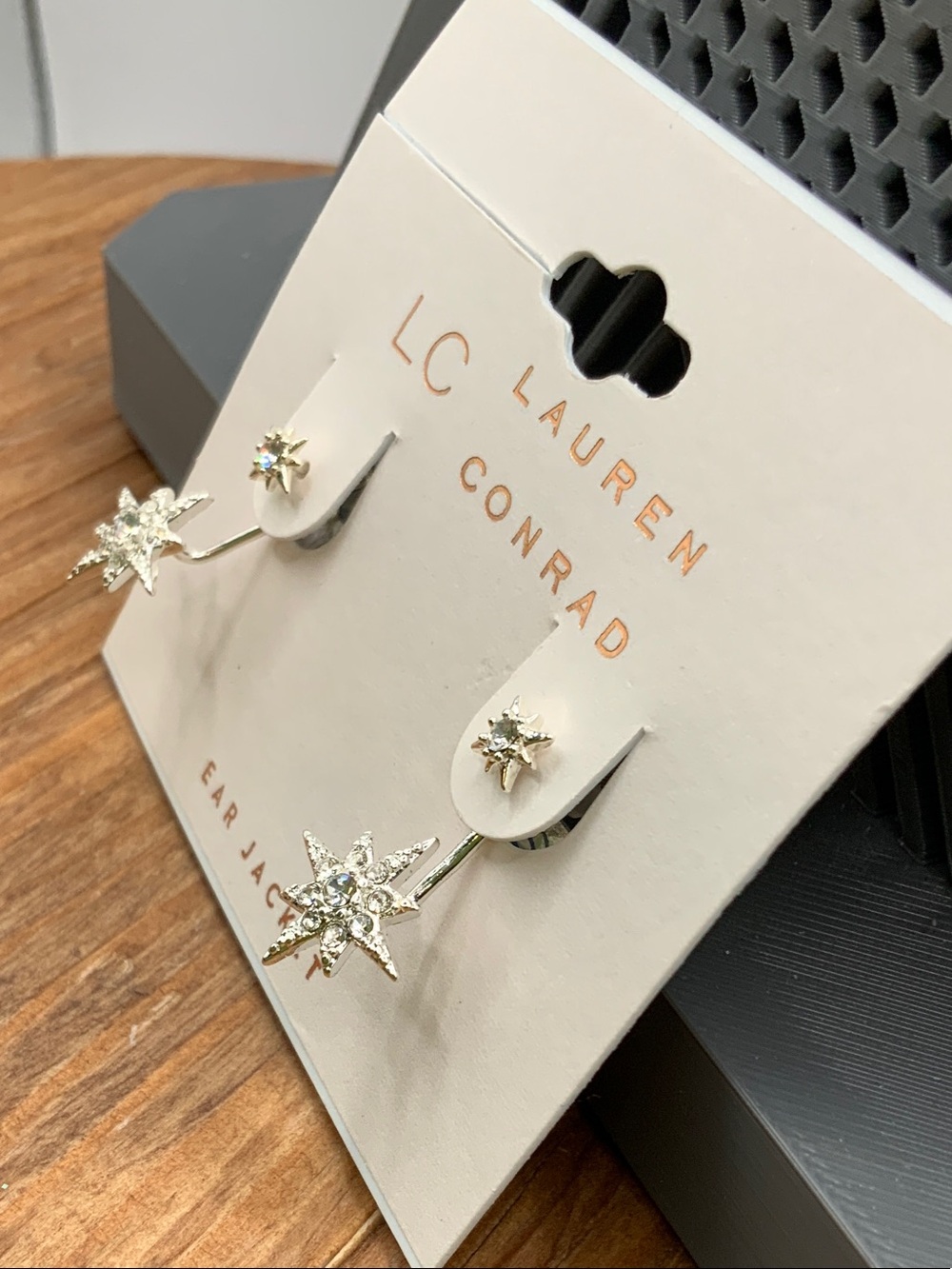 LC Lauren Conrad Silver Starburst Ear Jacket Earrings - Picture 3 of 3